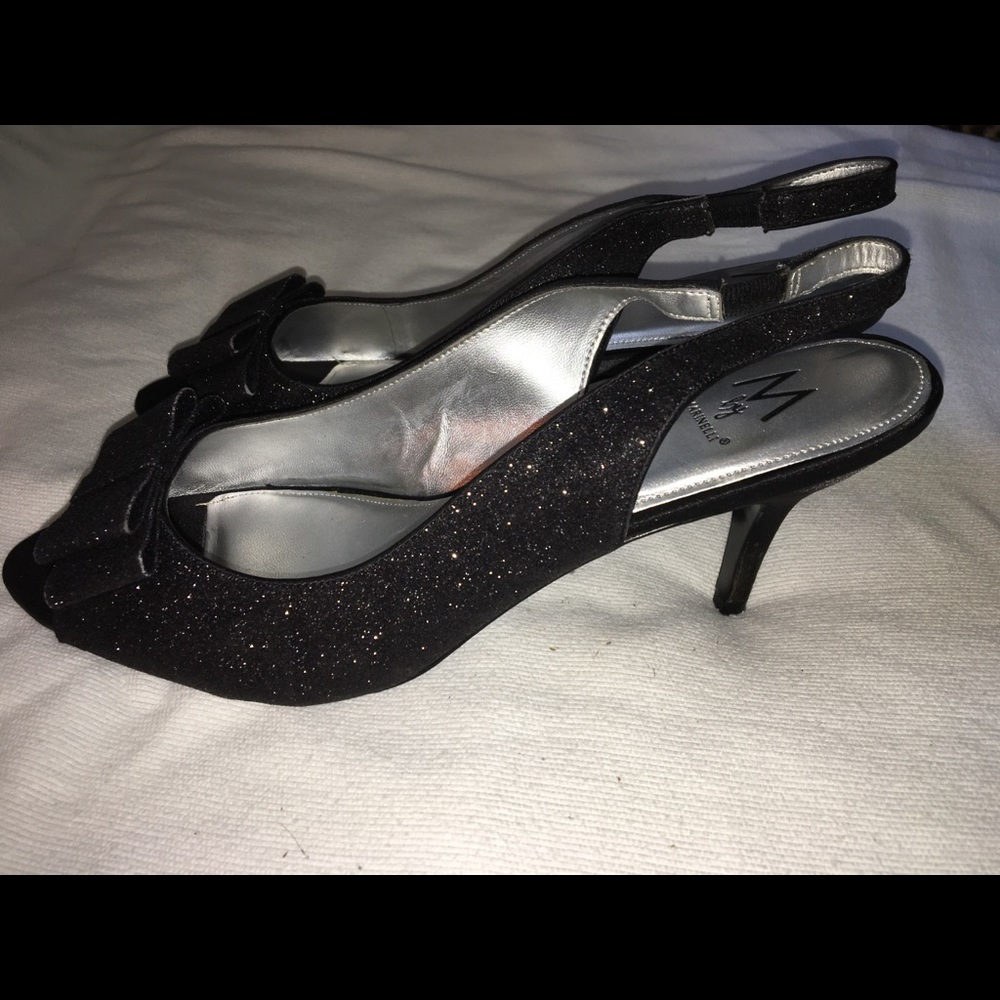 Black glitter heels